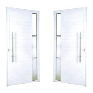 ALUAN ALUMI PORTA LAMBRIL 03 VIDROS LATERAIS 210X100 ESQ VIDRO BOREAL BRANCO - 4087