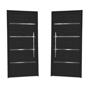 ALUAN ALUMI PORTA LAMBRIL C/ FRISO CROM 210X090 DIR PRETO - MB102054