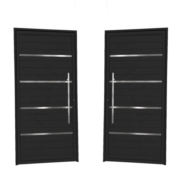 ALUAN ALUMI PORTA LAMBRIL C/ FRISO CROM 210X090 ESQ PRETO - MB102055