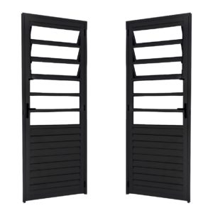 ALUAN ALUMI PORTA BASCULANTE 210X080 DIR VIDRO CANELADO PRETO - MB5211