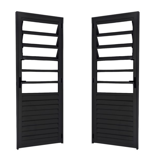 ALUAN ALUMI PORTA BASCULANTE 210X080 DIR VIDRO CANELADO PRETO - MB5211