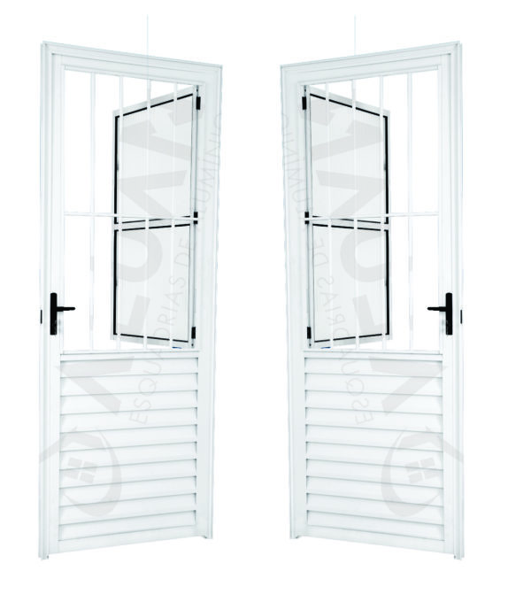 ALUAN ALUMI PORTA SOCIAL 210X080 ESQ VIDRO CANELADO BRANCO - 5204