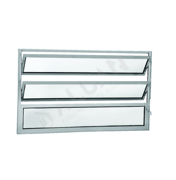ALUAN ALUMI VITRO BASCULANTE 060X100 VIDRO CANELADO BRANCO - 3034