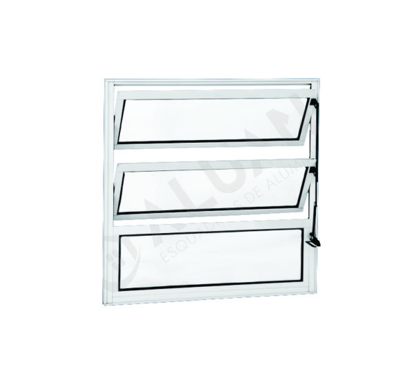 ALUAN ALUMI VITRO BASCULANTE 060X060 VIDRO CANELADO BRANCO - 3032