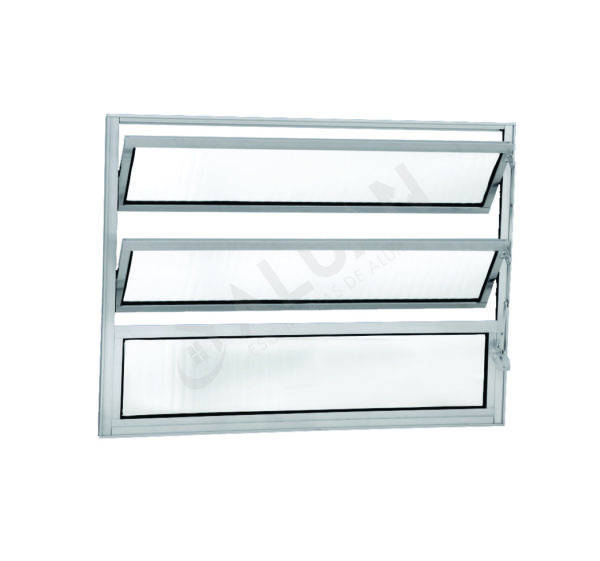 ALUAN ALUMI VITRO BASCULANTE 060X080 VIDRO CANELADO BRANCO - 3033