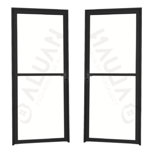 ALUAN ALUMI PORTA VIDRO DUPLO 210X080 ESQ VIDRO BOREAL PRETO - MB4352