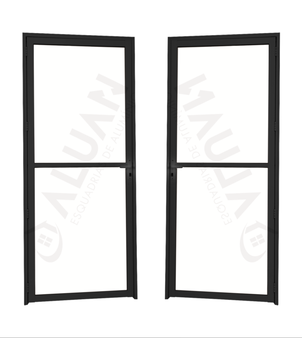 ALUAN ALUMI PORTA VIDRO DUPLO 210X080 ESQ VIDRO BOREAL PRETO - MB4352