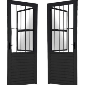 ALUAN ALUMI PORTA SOCIAL 210X080 DIR VIDRO CANELADO PRETO - MB5203