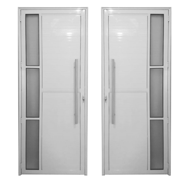 ALUAN ALUMI PORTA LAMBRIL 03 VIDROS LATERAIS 210X080 DIR VIDRO BOREAL BRANCO - 4058