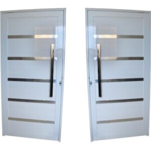 ALUAN ALUMI PORTA LAMBRIL C/ FRISO CROM 210X090 DIR BRANCO - 102054