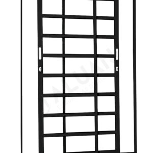 ALUAN ALUMI PORTA CORRER 02 FOLHAS VIDRO LISO 210X150 QUADRICULADA PRETO - MB4852
