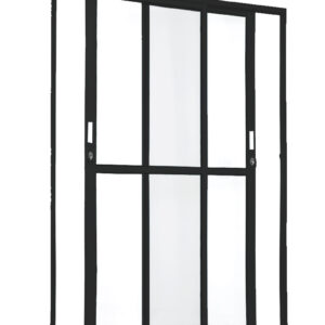 ALUAN ALUMI PORTA CORRER 02 FOLHAS VIDRO LISO 210X150 PRETO - MB4049