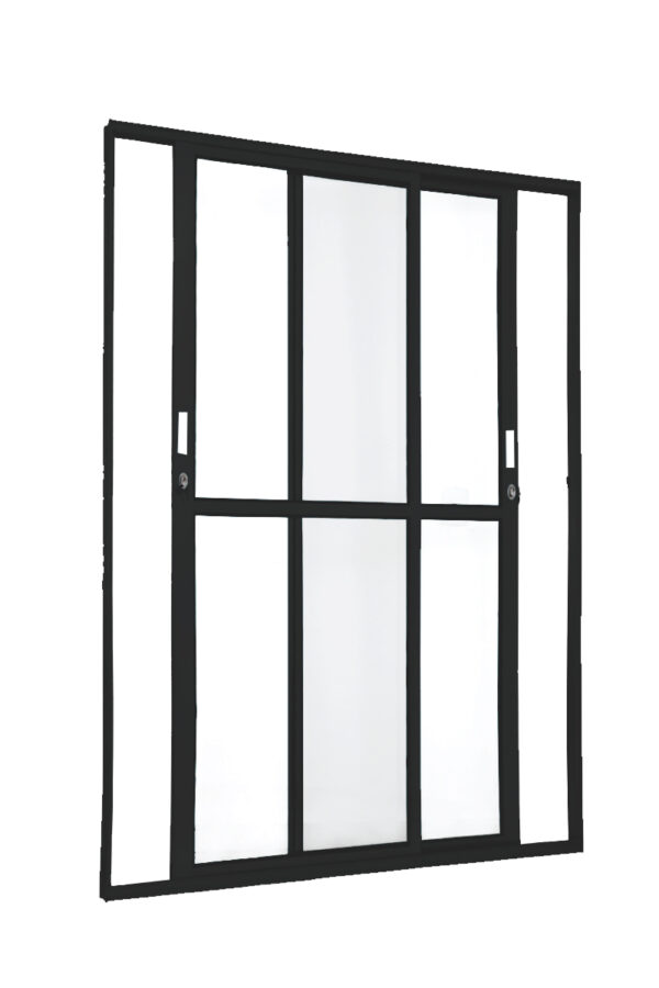 ALUAN ALUMI PORTA CORRER 02 FOLHAS VIDRO LISO 210X150 PRETO - MB4049