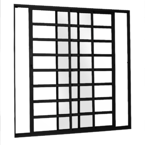 ALUAN ALUMI PORTA CORRER 03 FOLHAS VIDRO 210X150 QUADRICULADA PRETO - MB4853