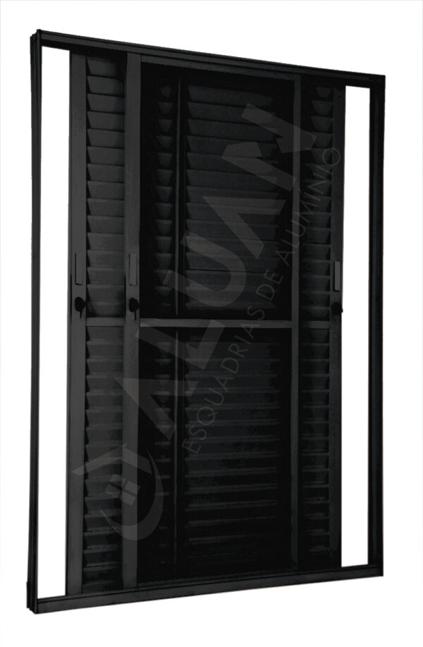 ALUAN ALUMI BALCAO VENEZIANA LATERAL 03 FOLHAS 210X120 PRETO - MB4050