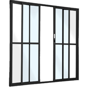 ALUAN ALUMI PORTA CORRER 04 FOLHAS VIDRO LISO 210X200 PRETO - MB4053