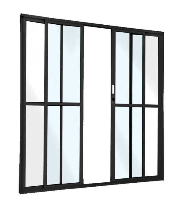 ALUAN ALUMI PORTA CORRER 04 FOLHAS VIDRO LISO 210X200 PRETO - MB4053