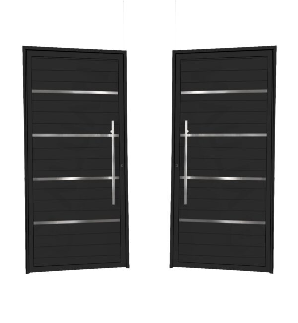 ALUAN ALUMI PORTA LAMBRIL PIVOTANTE C/ FRISO 210X120 ESQ PRETO - MB4609