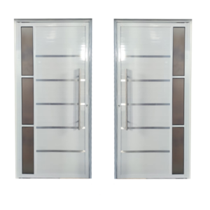 ALUAN ALUMI PORTA LAMBRIL PIVOTANTE 03 VIDROS C/ FRISO CROM 210X110 DIR BRANCO - 4658