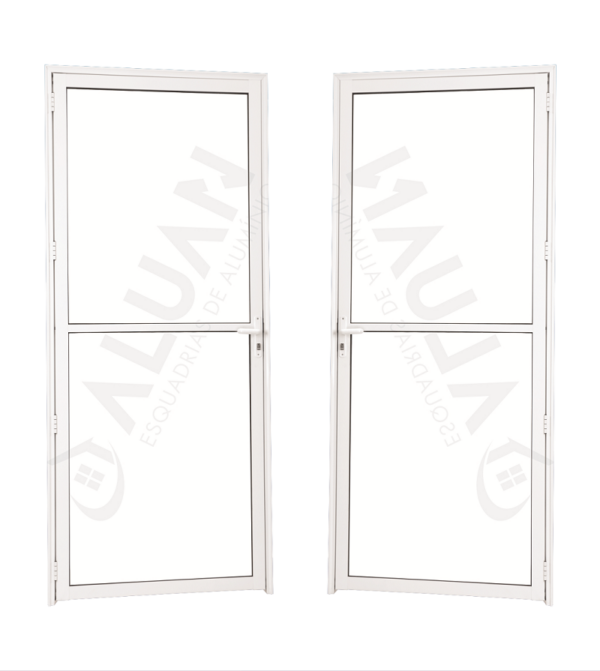 ALUAN ALUMI PORTA VIDRO DUPLO 210X080 ESQ VIDRO BOREAL BRANCO - 4352