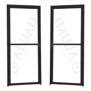 ALUAN ALUMI PORTA VIDRO DUPLO 210X100 DIR VIDRO LISO PRETO - MB4304