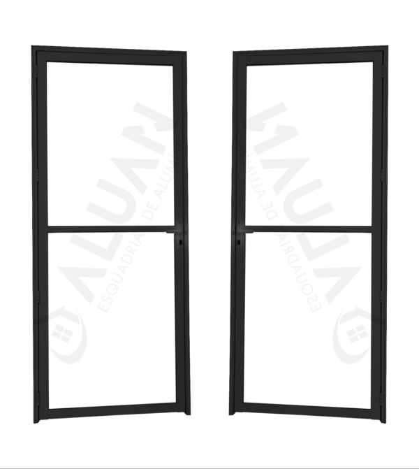 ALUAN ALUMI PORTA VIDRO DUPLO 210X100 DIR VIDRO LISO PRETO - MB4304