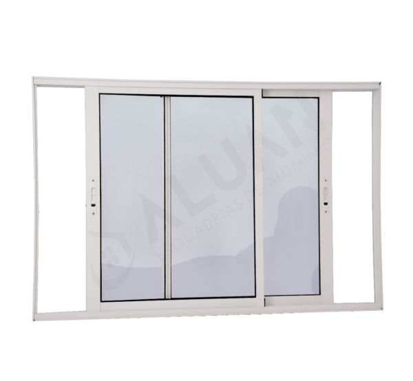 ALUAN ALUMI VITRO 2 FOLHAS MOVEIS 100X120 S/ GR L25 MASTER BRANCO - 9016