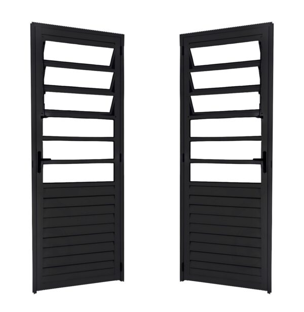 ALUAN ALUMI PORTA BASCULANTE 210X080 ESQ VIDRO CANELADO PRETO - MB5212