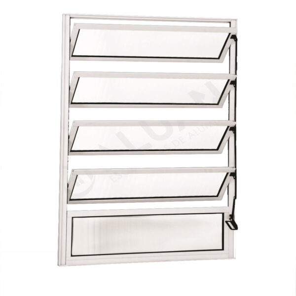 ALUAN ALUMI VITRO BASCULANTE 100X080 VIDRO CANELADO BRANCO - 3039