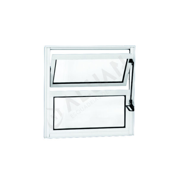 ALUAN ALUMI VITRO BASCULANTE 040X040 VIDRO CANELADO BRANCO - 3029