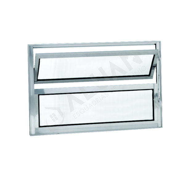ALUAN ALUMI VITRO BASCULANTE 040X060 VIDRO CANELADO ALUMINIO POLIDO - 3001