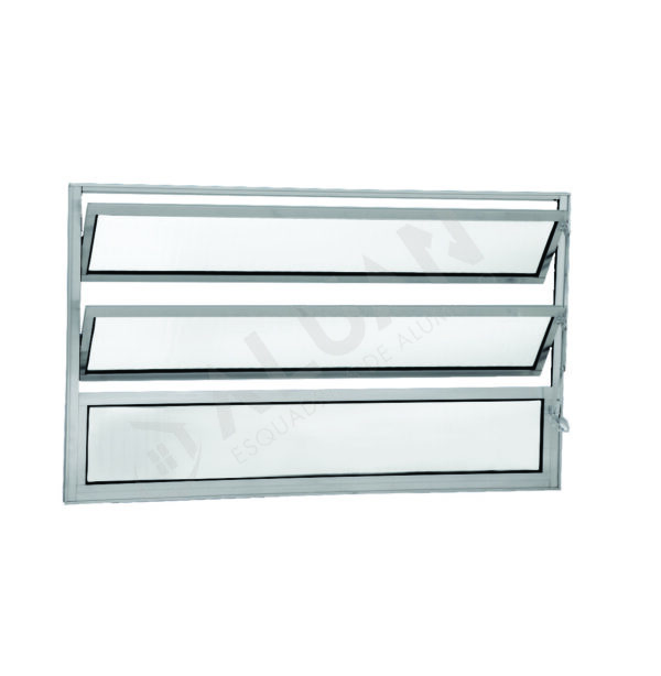ALUAN ALUMI VITRO BASCULANTE 080X100 VIDRO CANELADO BRANCO - 3008