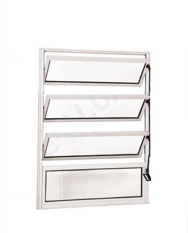 ALUAN ALUMI VITRO BASCULANTE 080X060 VIDRO CANELADO BRANCO - 3035