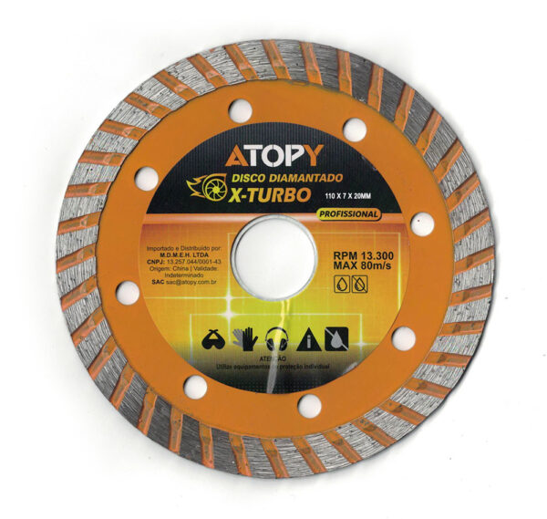 DISCO DIAMANTADO TURBO 110 X 7 X 20MM ATOPY - ATP-19938