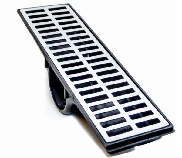 GRELHA ALUM. 015 X 100 C/ COLETORA CX. PVC LAT.