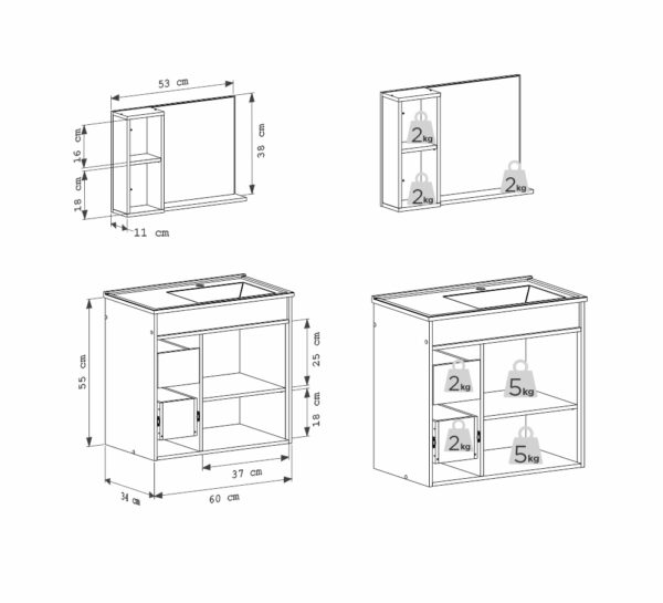 COZIMAX KIT MAD CAMOMILA 60 CM JQB/AREIA C/ LAV BRANCO MONT - Image 4