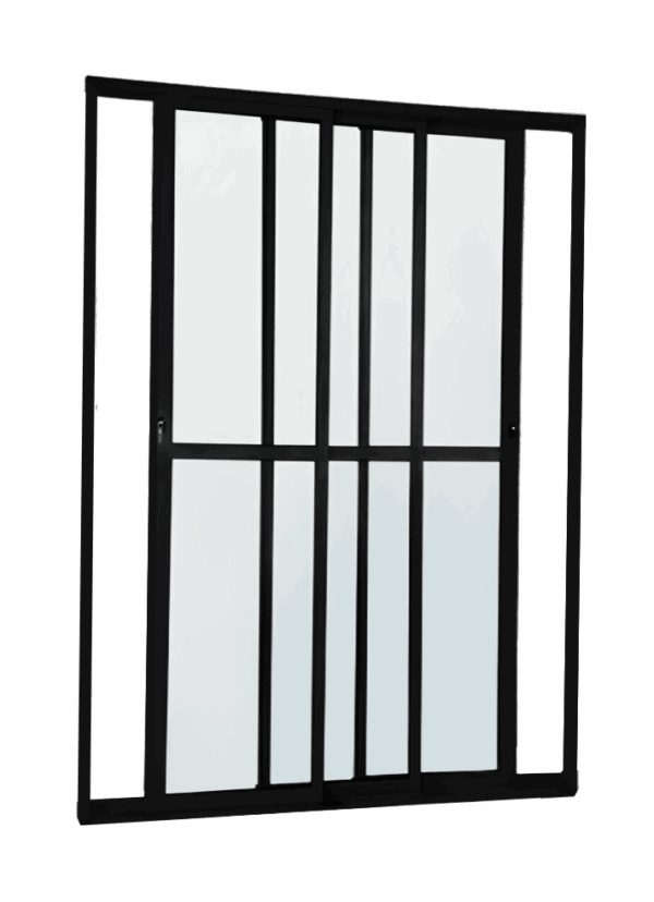 ALUAN ALUMI PORTA CORRER LATERAL 03 FOLHAS VIDRO 210X120 PRETO - MB101403